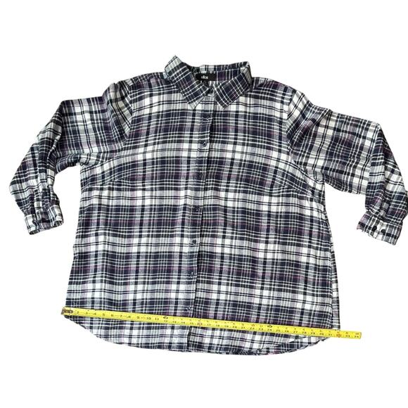Ellos Women’s Plus Size 2X Flannel Shirt Navy Plaid Button Down Cozy Comfycore - Picture 5 of 8